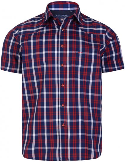 Kam Jeans 6143 Short Sleeve Shirt Red - Košulje - Muške Košulje Veliki Brojevi