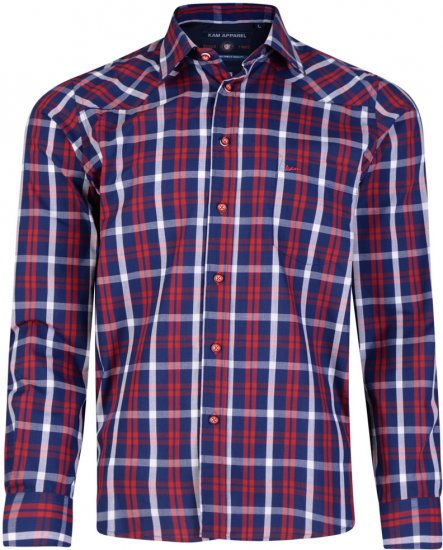 Kam Jeans 6143 Long Sleeve Shirt Red - Košulje - Muške Košulje Veliki Brojevi