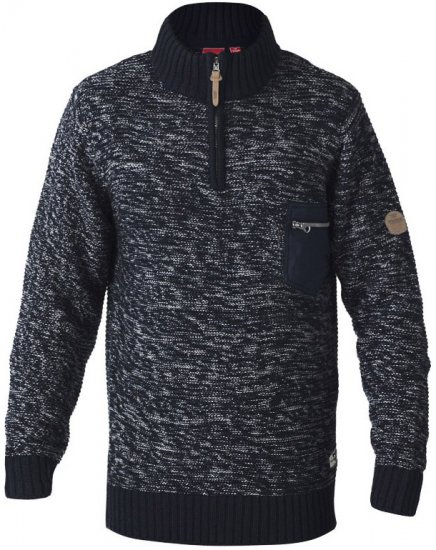 D555 REMINGTON Sweater With Woven Zipper Chest Pocket Navy/Grey - Puloveri & dukserice - Muške Puloveri & dukserice veliki brojevi