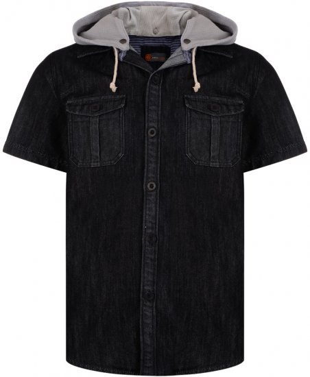 Kam Jeans Luiz Short Sleeve Denim Shirt Black - Košulje - Muške Košulje Veliki Brojevi