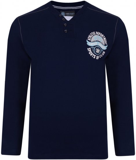 Kam Jeans 5205 Long Sleeve T-shirt Navy - Majice Kratkih Rukava - Muške Majice Kratkih Rukava Veliki Brojevi 