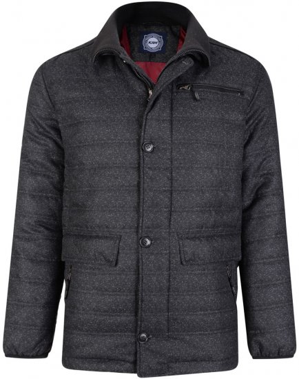 Kam Jeans 67 Casual Quilted Jacket Charcoal - Jakne - Muške Jakne Veliki Brojevi