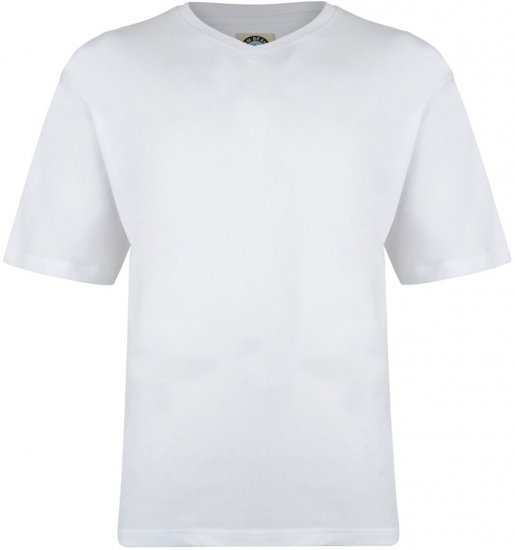Kam Jeans V-neck T-shirt White - Majice Kratkih Rukava - Muške Majice Kratkih Rukava Veliki Brojevi 