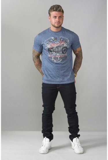 D555 Bradley T-shirt Blue - Majice Kratkih Rukava - Muške Majice Kratkih Rukava Veliki Brojevi 