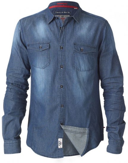 D555 Tobias LS Vintage Denim Shirt - Košulje - Muške Košulje Veliki Brojevi