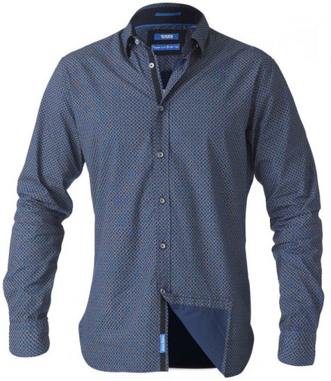 D555 Scott LS Printed Shirt Blue - Košulje - Muške Košulje Veliki Brojevi