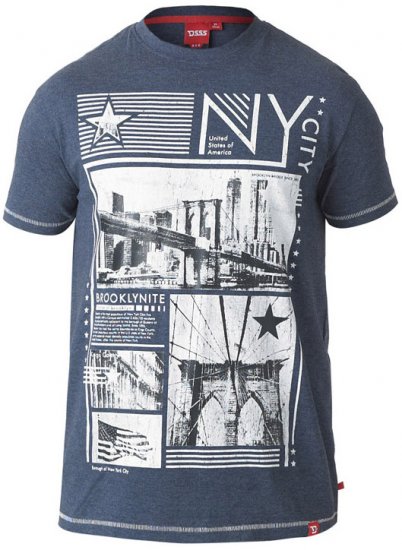 D555 RUEBEN NY City Print T-Shirt Denim - Majice Kratkih Rukava - Muške Majice Kratkih Rukava Veliki Brojevi 