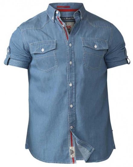 D555 Nathan Short Sleeve Shirt Blue - Košulje - Muške Košulje Veliki Brojevi