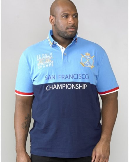 D555 Ernest Polo Blue & Navy - Polo majice - Muške Polo Majice Veliki Brojevi