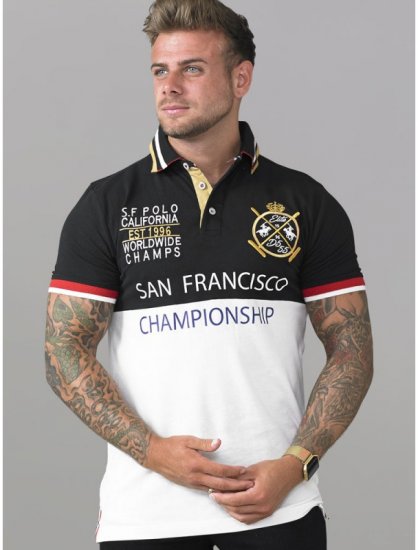 D555 Ernest Polo Black & White - Polo majice - Muške Polo Majice Veliki Brojevi