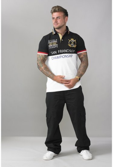 D555 Ernest Polo Black & White - Polo majice - Muške Polo Majice Veliki Brojevi