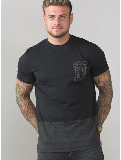 D555 Emerson T-shirt Black & Charcoal - Majice Kratkih Rukava - Muške Majice Kratkih Rukava Veliki Brojevi 