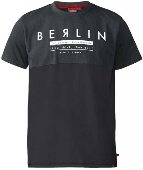 D555 Hamish T-shirt Charcoal & Black - Majice Kratkih Rukava - Muške Majice Kratkih Rukava Veliki Brojevi 