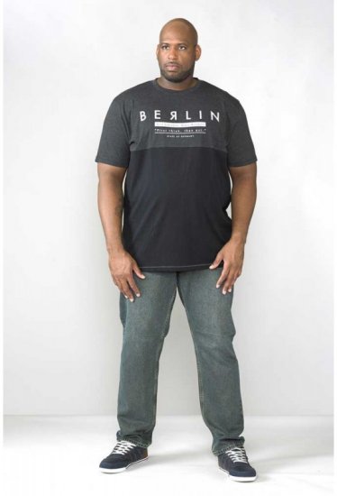 D555 Hamish T-shirt Charcoal & Black - Majice Kratkih Rukava - Muške Majice Kratkih Rukava Veliki Brojevi 