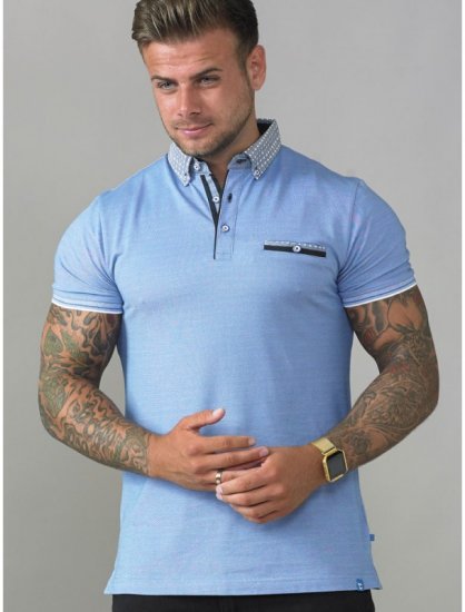 D555 Journey Fine Melange Polo Blue - Polo majice - Muške Polo Majice Veliki Brojevi