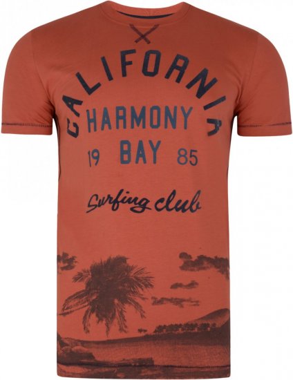 Kam Jeans 5207 Harmony Bay T-shirt Red - Majice Kratkih Rukava - Muške Majice Kratkih Rukava Veliki Brojevi 