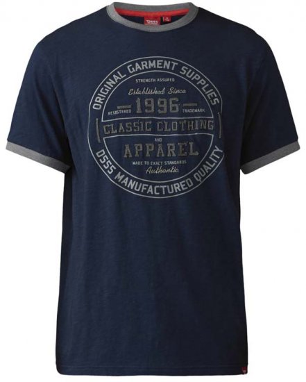 D555 Wilfred T-shirt Navy - Majice Kratkih Rukava - Muške Majice Kratkih Rukava Veliki Brojevi 