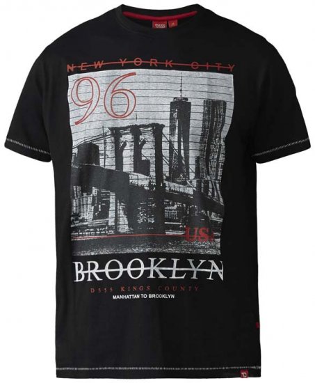 D555 Cain T-shirt Black - Majice Kratkih Rukava - Muške Majice Kratkih Rukava Veliki Brojevi 