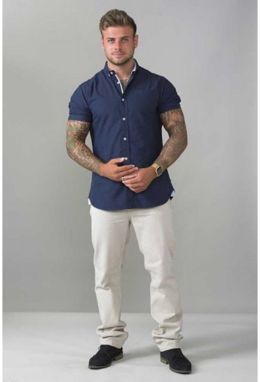 D555 Norman Short Sleeve Oxford Shirt Navy - Košulje - Muške Košulje Veliki Brojevi