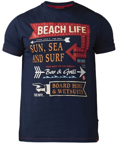 D555 Kennedy T-shirt Navy - Majice Kratkih Rukava - Muške Majice Kratkih Rukava Veliki Brojevi 