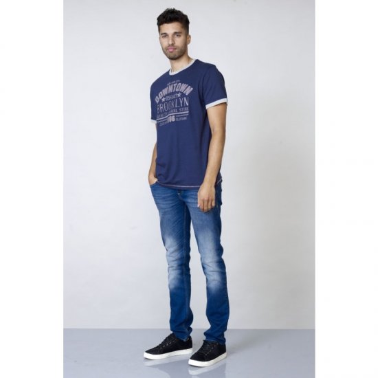 D555 Hatter T-shirt Navy - Majice Kratkih Rukava - Muške Majice Kratkih Rukava Veliki Brojevi 