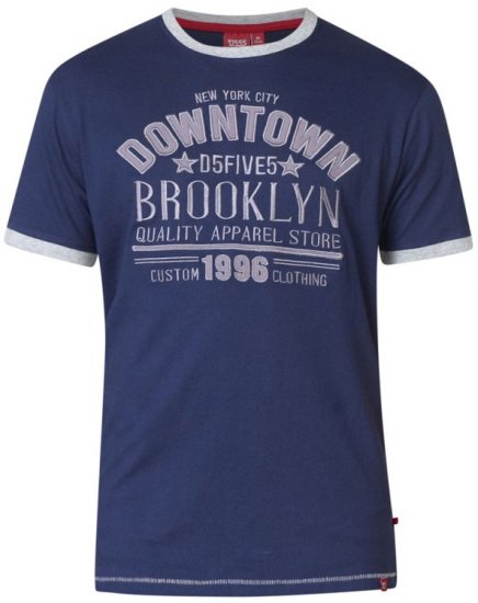 D555 Hatter T-shirt Navy - Majice Kratkih Rukava - Muške Majice Kratkih Rukava Veliki Brojevi 