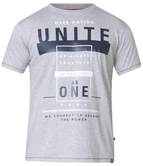 D555 Phillip T-shirt Grey - Majice Kratkih Rukava - Muške Majice Kratkih Rukava Veliki Brojevi 