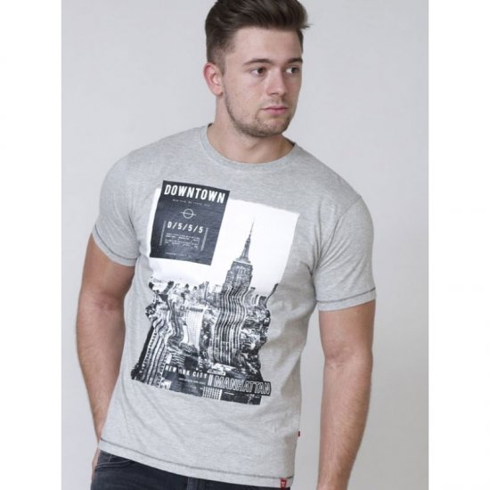 D555 Clive T-shirt Grey - Majice Kratkih Rukava - Muške Majice Kratkih Rukava Veliki Brojevi 