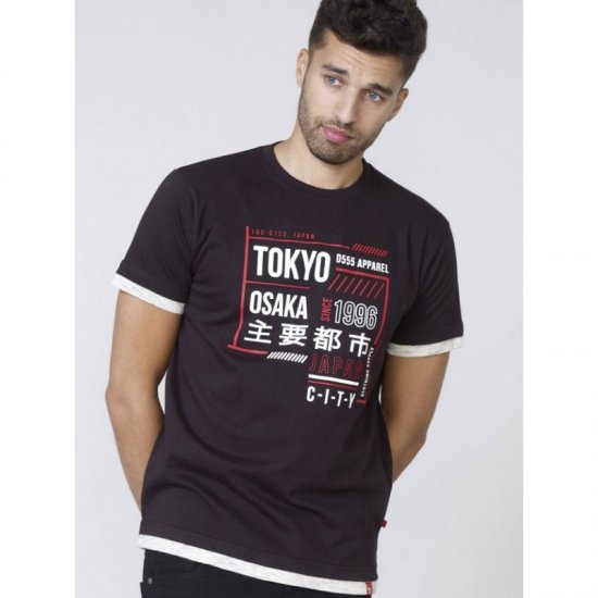 D555 Merlin T-shirt Black - Majice Kratkih Rukava - Muške Majice Kratkih Rukava Veliki Brojevi 