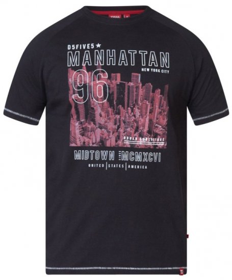 D555 Perry T-shirt Black - Majice Kratkih Rukava - Muške Majice Kratkih Rukava Veliki Brojevi 