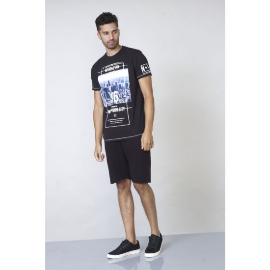 D555 Ethan T-shirt Black - Majice Kratkih Rukava - Muške Majice Kratkih Rukava Veliki Brojevi 
