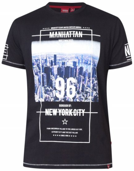D555 Ethan T-shirt Black - Majice Kratkih Rukava - Muške Majice Kratkih Rukava Veliki Brojevi 
