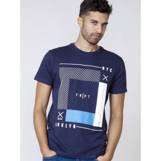 D555 Kenton T-shirt Navy - Majice Kratkih Rukava - Muške Majice Kratkih Rukava Veliki Brojevi 