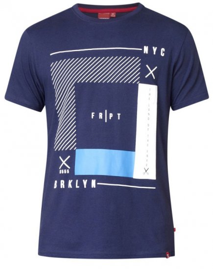 D555 Kenton T-shirt Navy - Majice Kratkih Rukava - Muške Majice Kratkih Rukava Veliki Brojevi 