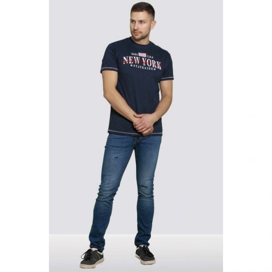 D555 Thornton Embroidery T-shirt Navy - Majice Kratkih Rukava - Muške Majice Kratkih Rukava Veliki Brojevi