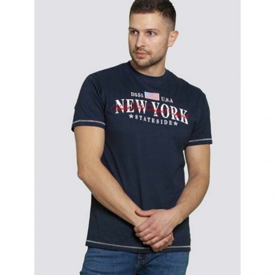 D555 Thornton Embroidery T-shirt Navy - Majice Kratkih Rukava - Muške Majice Kratkih Rukava Veliki Brojevi