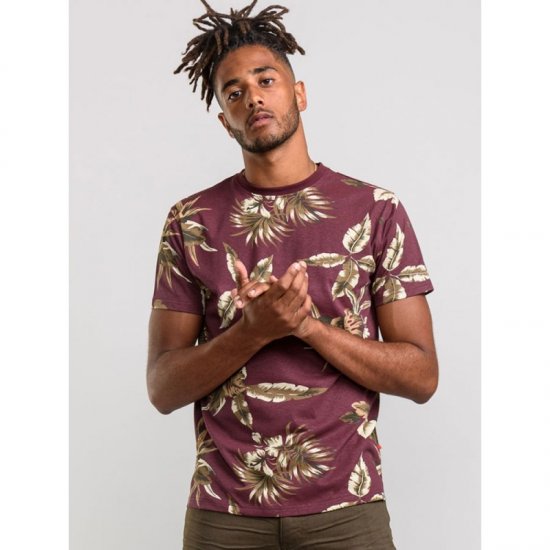 D555 Baxter T-shirt Wine-red - Majice Kratkih Rukava - Muške Majice Kratkih Rukava Veliki Brojevi 