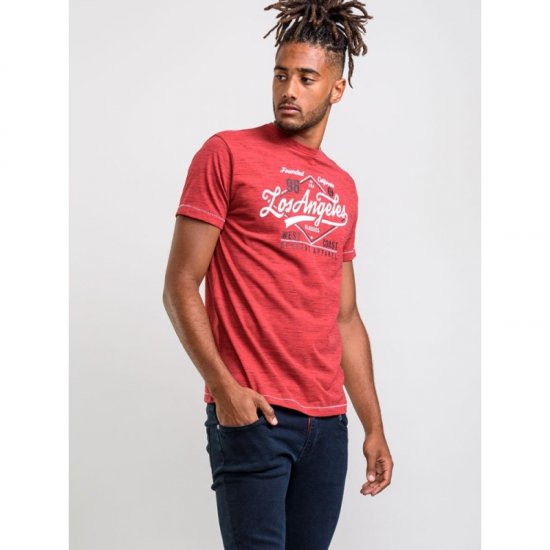 D555 Shelton T-shirt Red - Majice Kratkih Rukava - Muške Majice Kratkih Rukava Veliki Brojevi 
