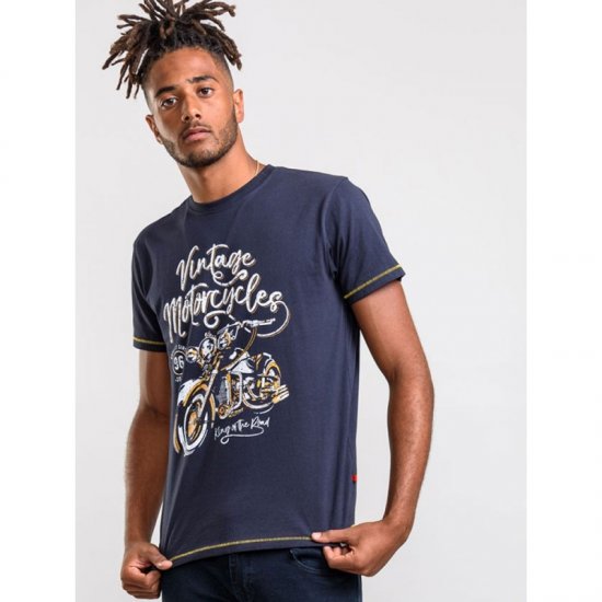 D555 Slater T-shirt Navy - Majice Kratkih Rukava - Muške Majice Kratkih Rukava Veliki Brojevi 