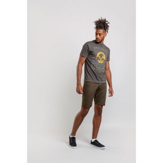 D555 Stanley T-shirt Khaki - Majice Kratkih Rukava - Muške Majice Kratkih Rukava Veliki Brojevi 