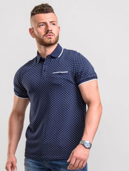 D555 Rogers Printed Polo Navy - Polo majice - Muške Polo Majice Veliki Brojevi