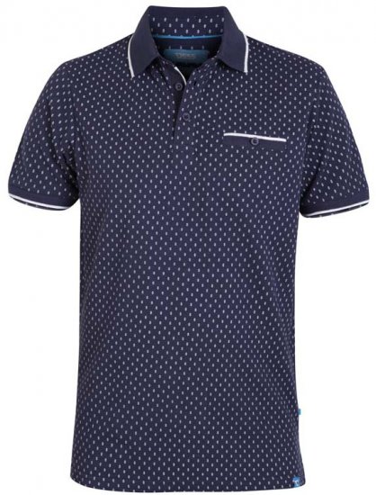 D555 Rogers Printed Polo Navy - Polo majice - Muške Polo Majice Veliki Brojevi