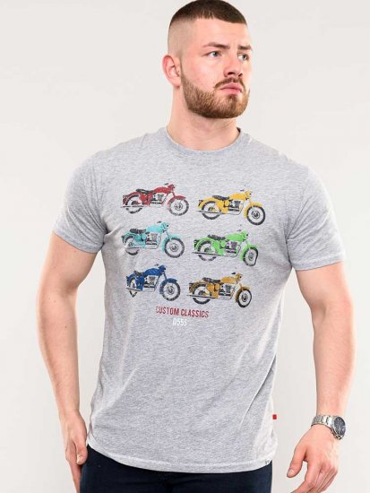 D555 Bathurst Custom Classics Motorbike Printed T-Shirt Grey - Majice Kratkih Rukava - Muške Majice Kratkih Rukava Veliki Brojevi 