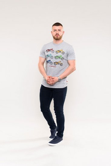 D555 Bathurst Custom Classics Motorbike Printed T-Shirt Grey - Majice Kratkih Rukava - Muške Majice Kratkih Rukava Veliki Brojevi 