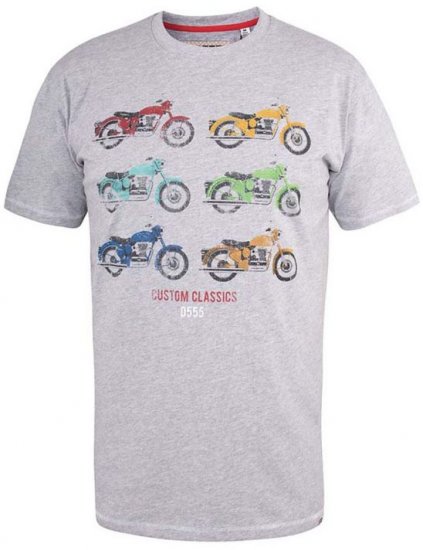 D555 Bathurst Custom Classics Motorbike Printed T-Shirt Grey - Majice Kratkih Rukava - Muške Majice Kratkih Rukava Veliki Brojevi 