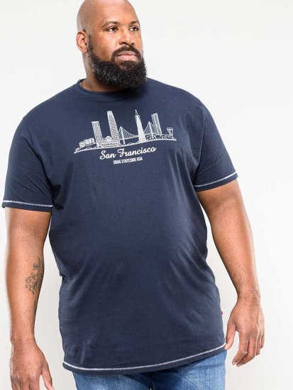 D555 Randwick San Francisco Printed T-Shirt Navy - Majice Kratkih Rukava - Muške Majice Kratkih Rukava Veliki Brojevi 