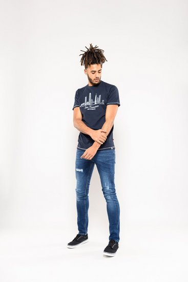 D555 Randwick San Francisco Printed T-Shirt Navy - Majice Kratkih Rukava - Muške Majice Kratkih Rukava Veliki Brojevi 