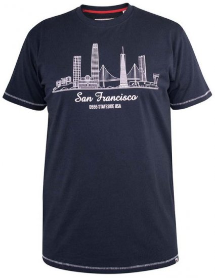 D555 Randwick San Francisco Printed T-Shirt Navy - Majice Kratkih Rukava - Muške Majice Kratkih Rukava Veliki Brojevi 