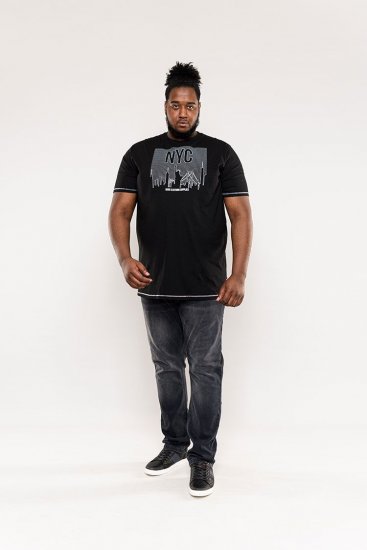 D555 Willoughby NYC Dot Printed T-Shirt Black - Majice Kratkih Rukava - Muške Majice Kratkih Rukava Veliki Brojevi 