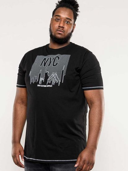 D555 Willoughby NYC Dot Printed T-Shirt Black - Majice Kratkih Rukava - Muške Majice Kratkih Rukava Veliki Brojevi 